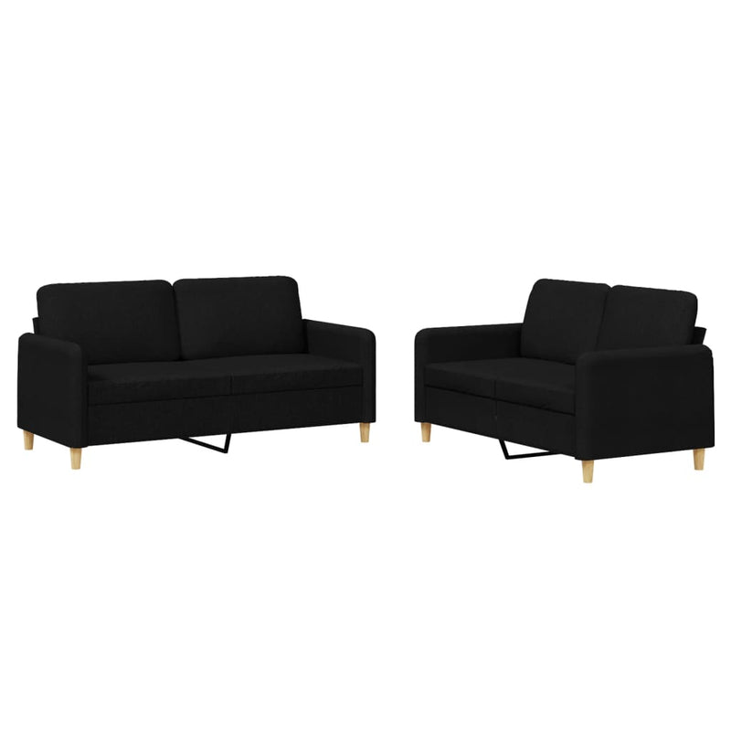 Set de canapele cu perne, 2 piese, negru, textil