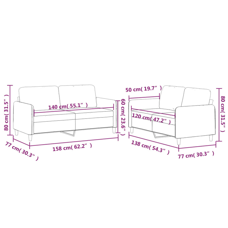Set canapea cu perne, 2 piese, roșu vin, material textil
