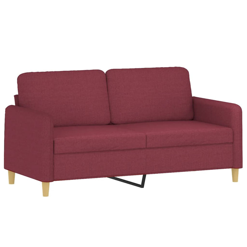 Set canapea cu perne, 3 piese, roșu vin, material textil