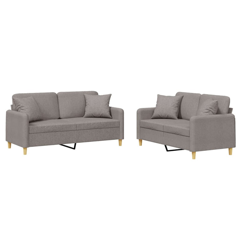 Set de canapele cu perne, 2 piese, gri taupe, textil