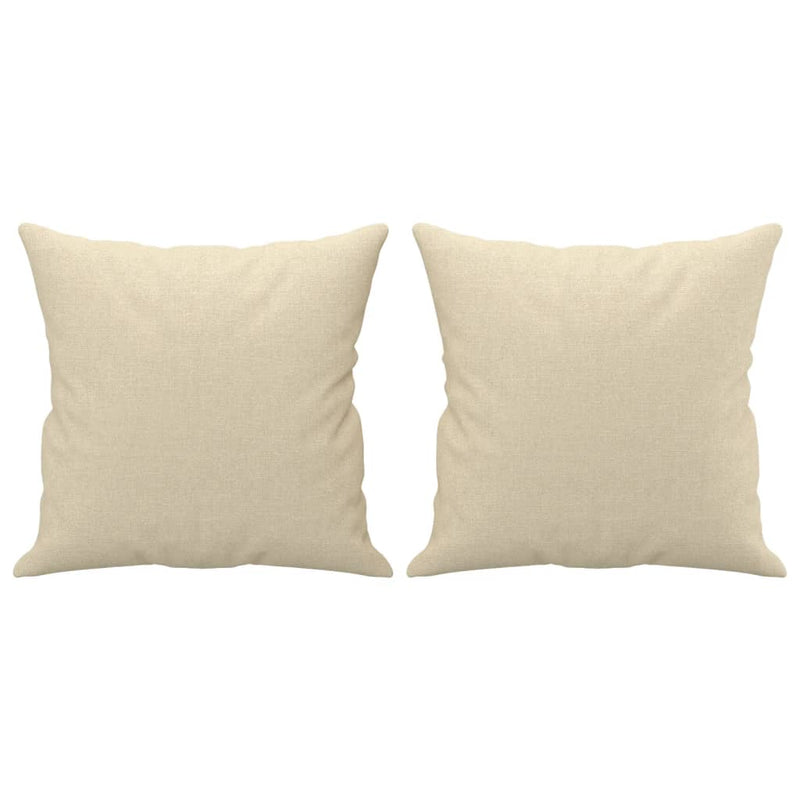 Set de canapele cu perne, 3 piese, crem, textil