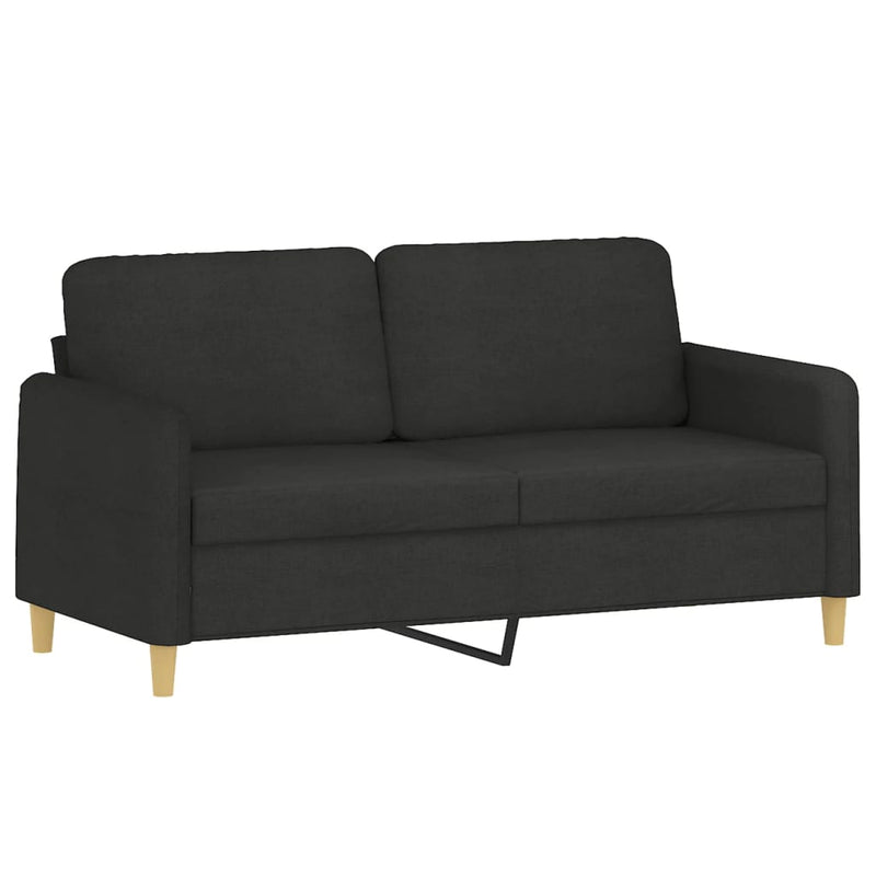 Set de canapele cu perne, 3 piese, negru, textil