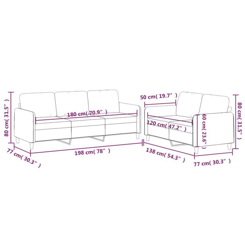 Set de canapele cu perne, 2 piese, maro, textil