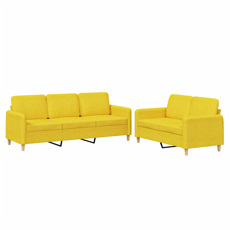 Set de canapele cu perne, 2 piese, galben deschis, textil
