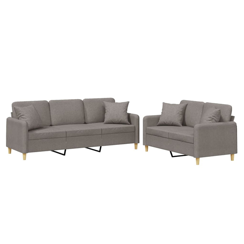 Set de canapele cu perne, 2 piese, gri taupe, textil