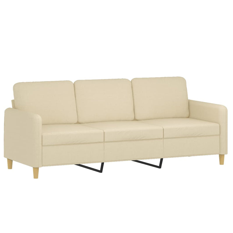 Set de canapele cu perne, 3 piese, crem, textil