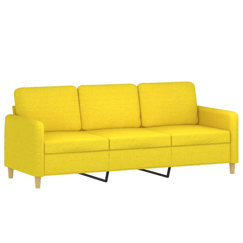Set de canapele cu perne, 3 piese, galben deschis, textil
