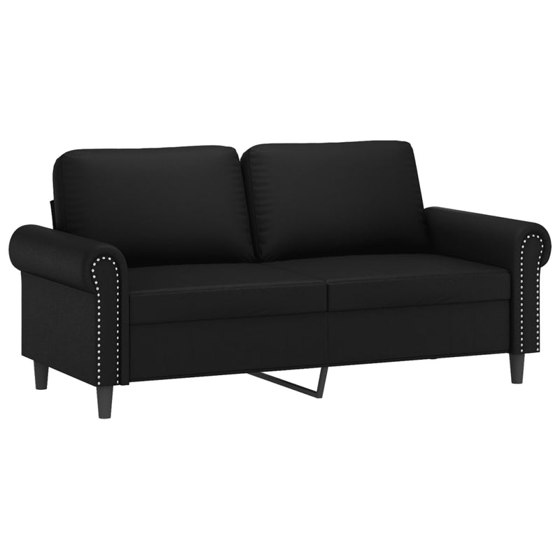 Set de canapele cu perne, 2 piese, negru, piele ecologică