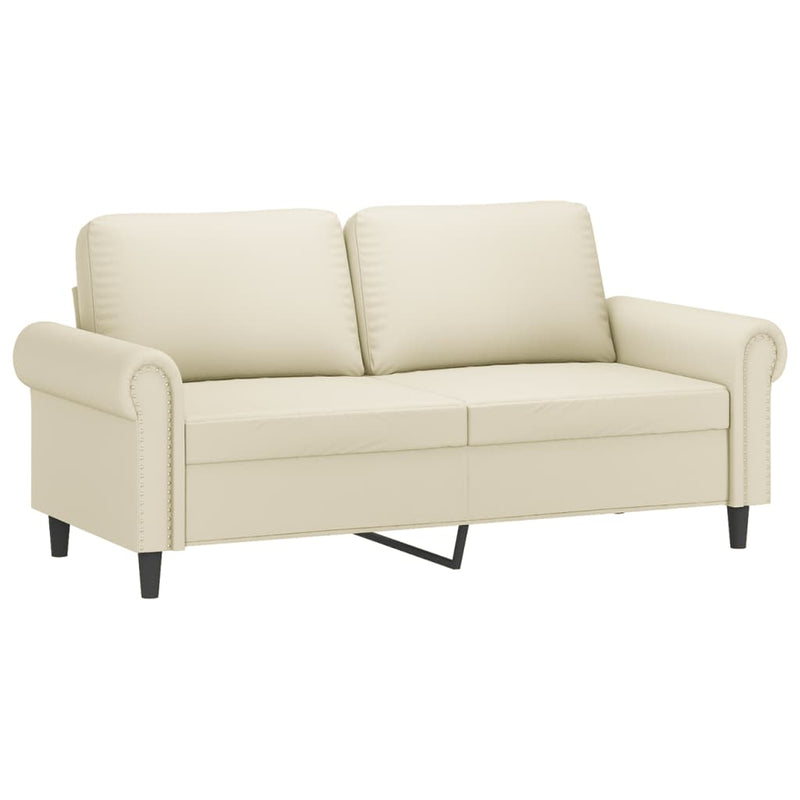 Set de canapele cu perne, 2 piese, crem, piele ecologică