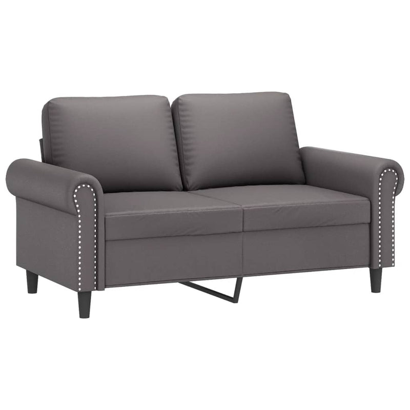 Set de canapele cu perne, 2 piese, gri, piele ecologică
