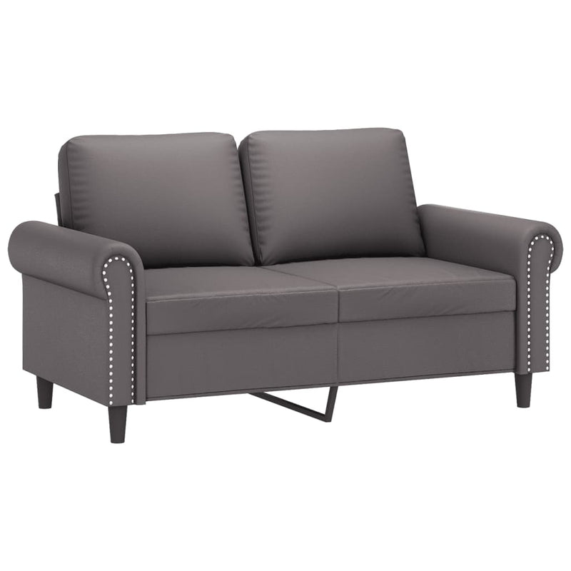 Set de canapele cu perne, 3 piese, gri, piele ecologică