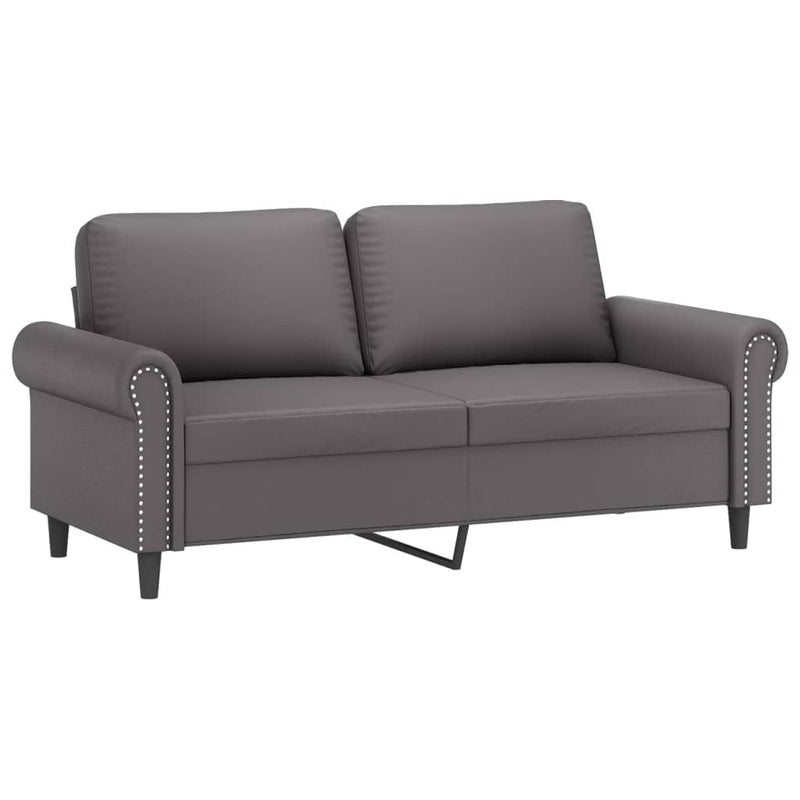 Set de canapele cu perne, 3 piese, gri, piele ecologică