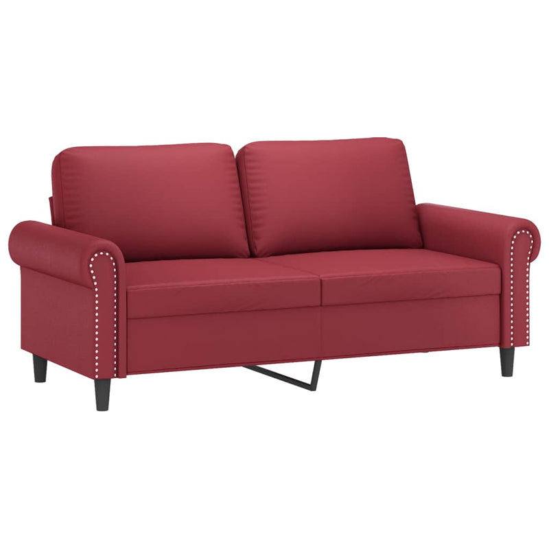 Set de canapele cu perne, 3 piese, roșu vin, piele ecologică