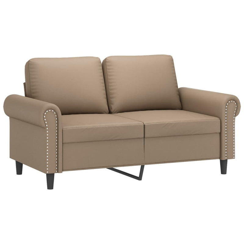 Set de canapele cu perne, 3 piese, cappuccino, piele ecologică