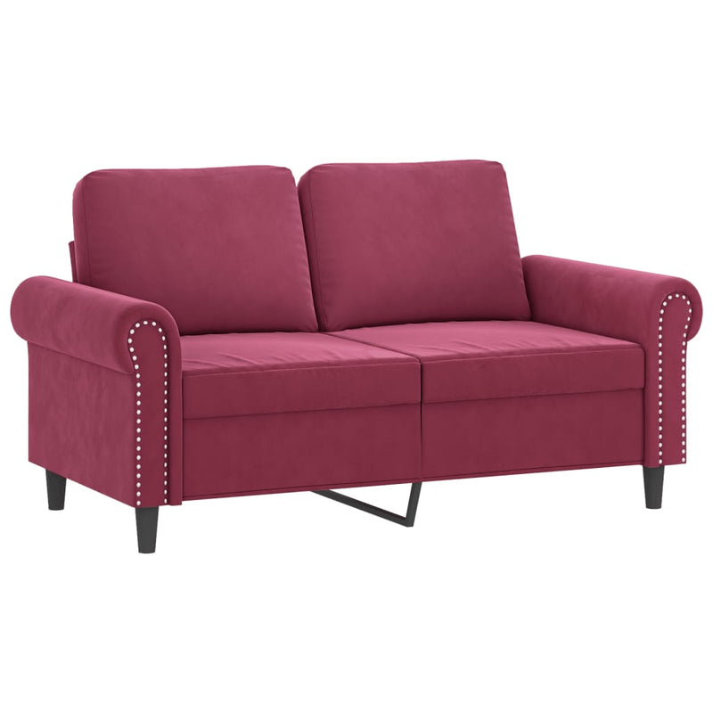 Set canapele cu perne, 4 piese, roșu vin, catifea