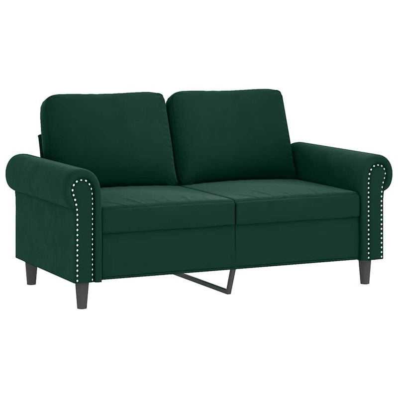 Set canapea cu perne, 3 piese, verde închis, catifea