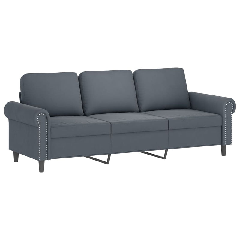 Set canapea cu perne, 4 piese, gri închis, catifea
