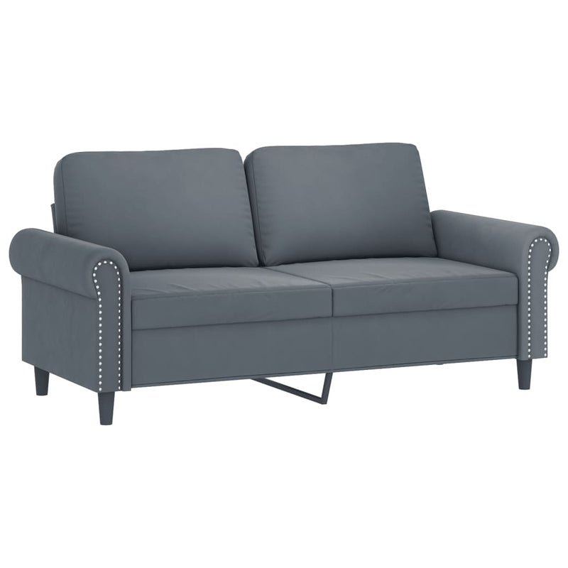 Set de canapele cu perne, 2 piese, gri închis, catifea