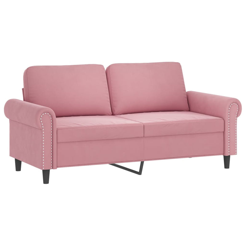 Set de canapele cu perne, 3 piese, roz, catifea