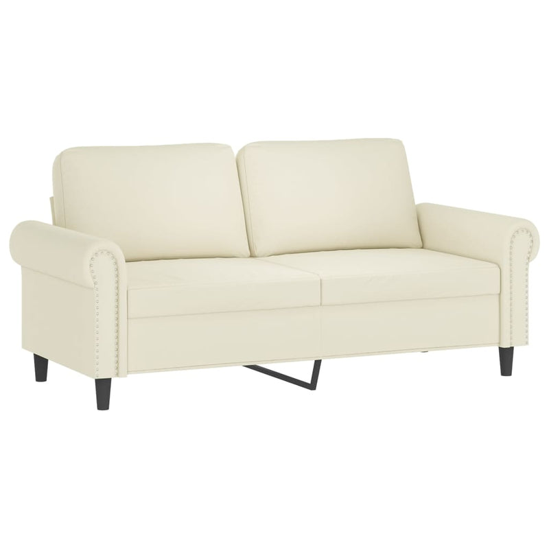 Set de canapele cu perne, 3 piese, crem, catifea