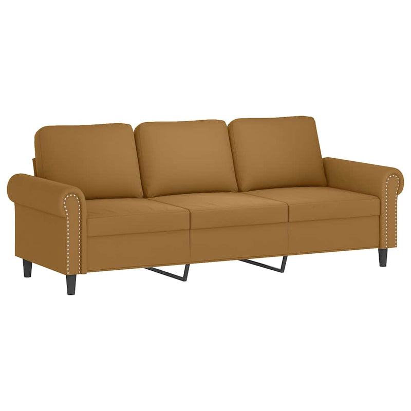 Set de canapele cu perne, 3 piese, maro, catifea