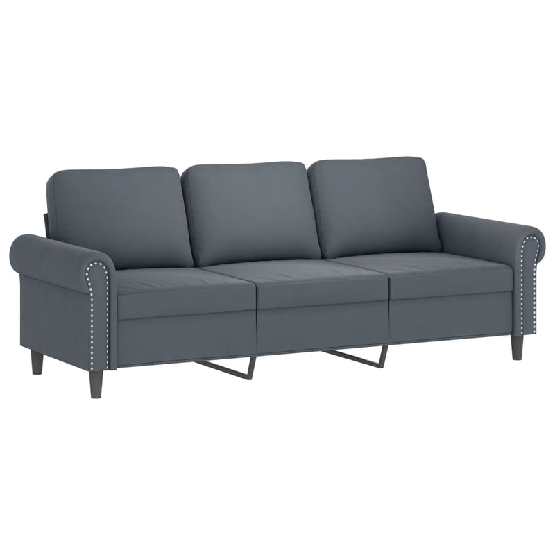 Set canapea cu perne, 2 piese, gri închis, catifea