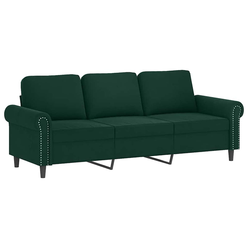 Set canapea cu perne, 2 piese, verde închis, catifea