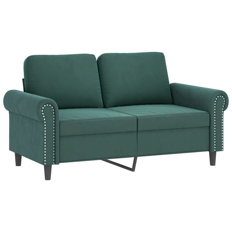 Set canapea cu perne, 3 piese, verde închis, catifea