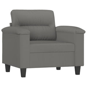 Set de canapele cu perne, 4 piese, gri închis, microfibră