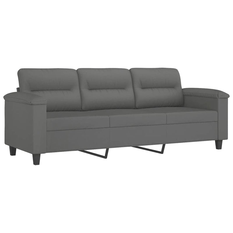 Set de canapele cu perne, 4 piese, gri închis, microfibră