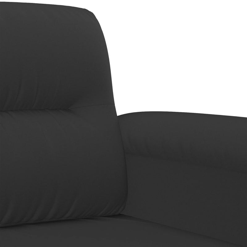 Set de canapele cu perne, 3 piese, negru, microfibră