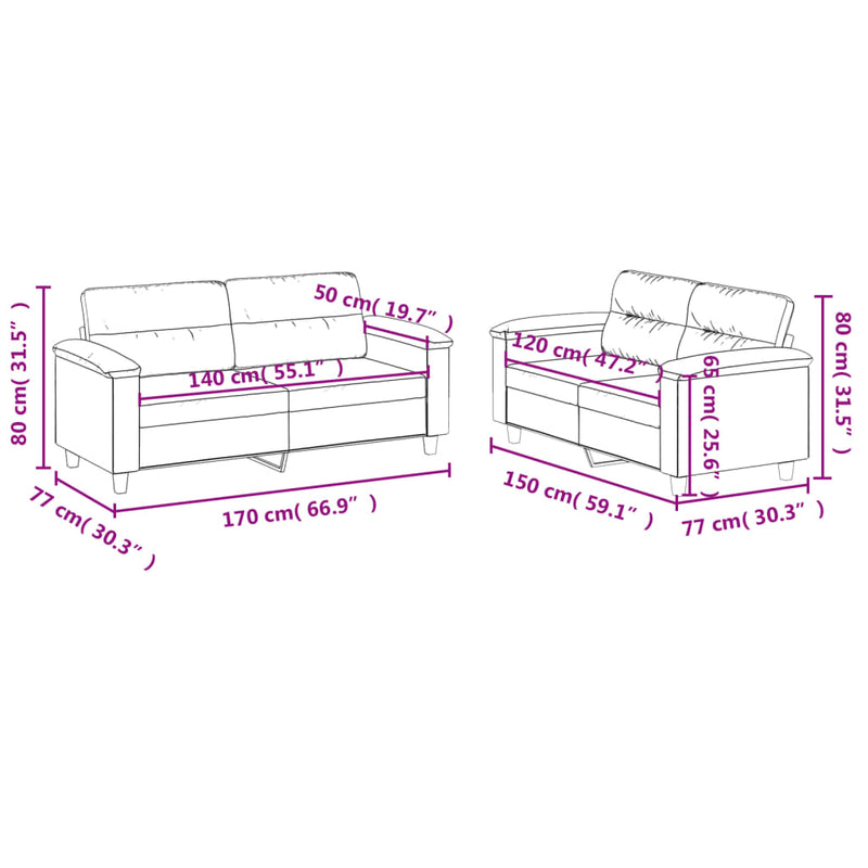Set de canapele cu perne, 2 piese, crem, piele ecologică
