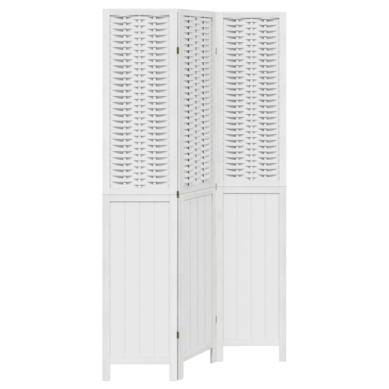 Paravan cameră 3 panouri, alb, lemn masiv paulownia