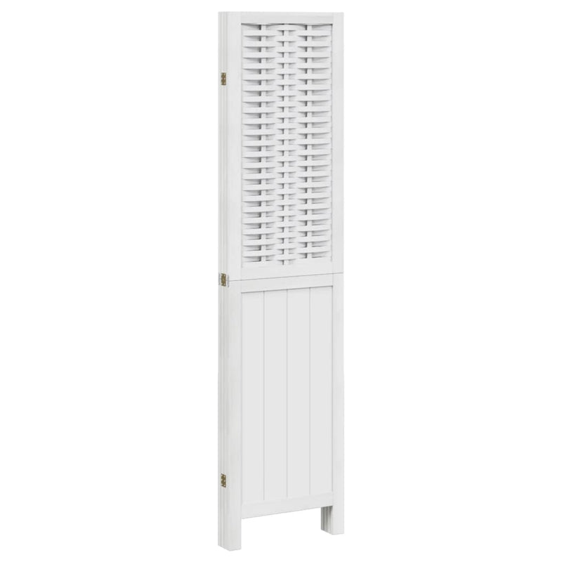 Paravan cameră 4 panouri, alb, lemn masiv paulownia