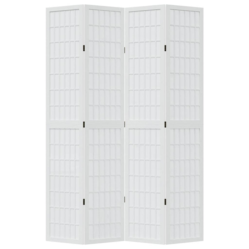 Paravan cameră 4 panouri, alb, lemn masiv paulownia