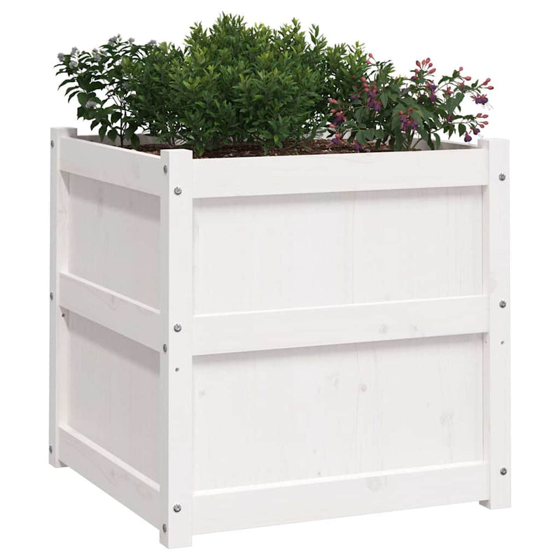 Jardiniere de grădină, 2 buc., alb, lemn masiv de pin