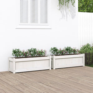 Jardiniere de grădină, 2 buc., alb, lemn masiv de pin