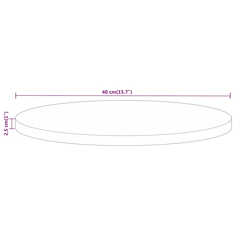 Blat de masă rotund, Ø 40x2,5 cm, lemn masiv de mango brut