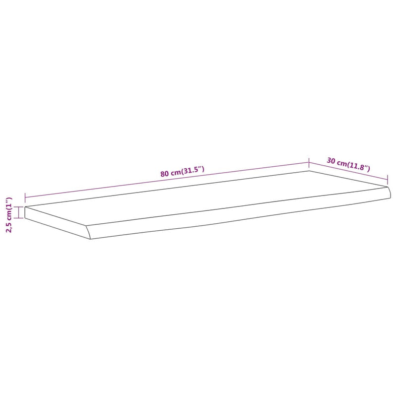 Raft perete 80x30x2,5 cm dreptunghiular lemn acacia margine vie
