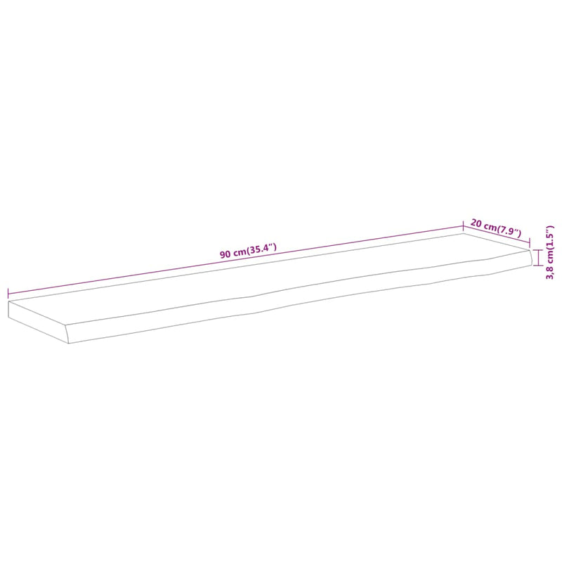 Raft perete 90x20x3,8 cm dreptunghiular lemn acacia margine vie