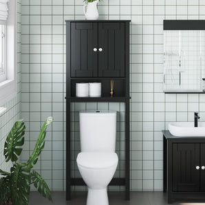 Depozitare deasupra toaletei „BERG” negru 60x27x164,5 cm lemn