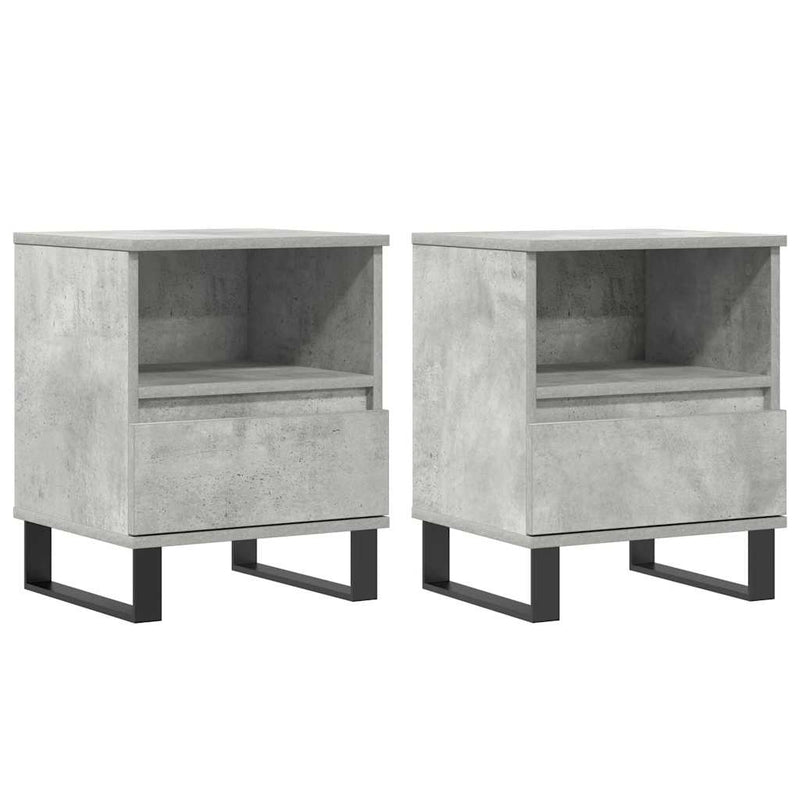 Noptiere, 2 buc., gri beton, 40x35x50 cm, lemn compozit