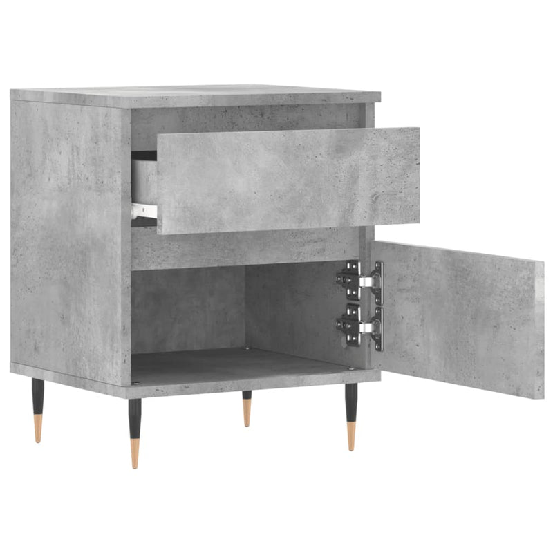 Noptiere, 2 buc., gri beton, 40x35x50 cm, lemn compozit