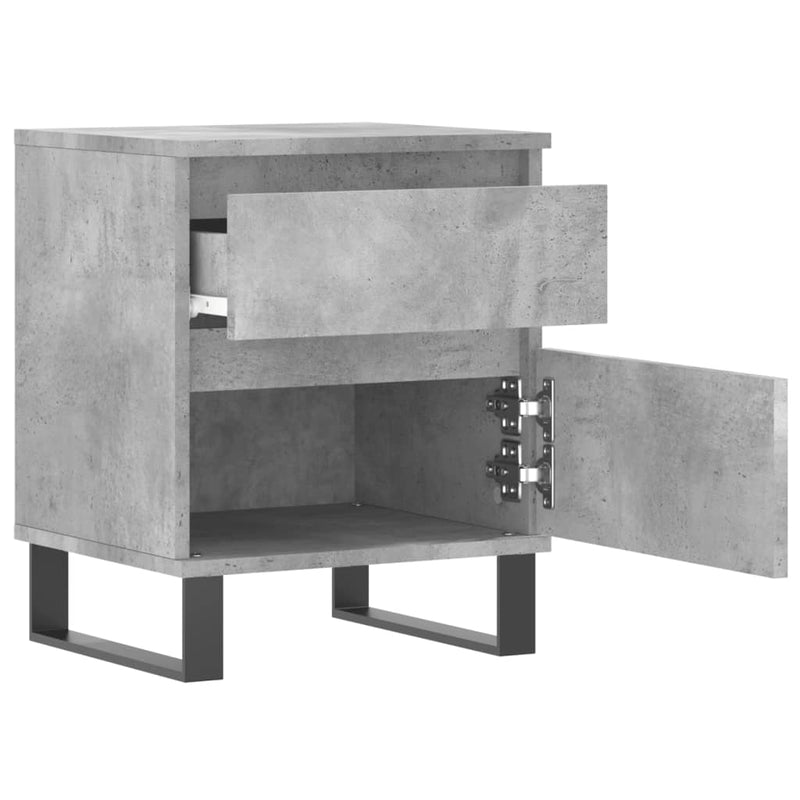 Noptiere, 2 buc., gri beton, 40x35x50 cm, lemn compozit