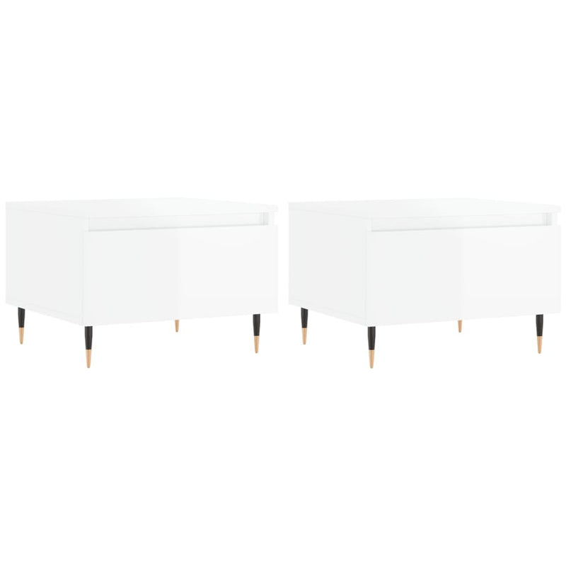 Mese de cafea 2 buc. alb extralucios 50x46x35 cm lemn compozit