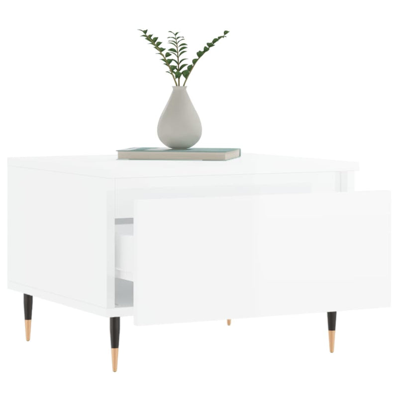 Mese de cafea 2 buc. alb extralucios 50x46x35 cm lemn compozit