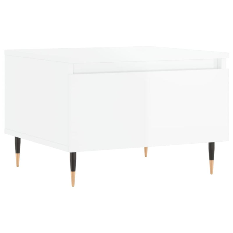 Mese de cafea 2 buc. alb extralucios 50x46x35 cm lemn compozit