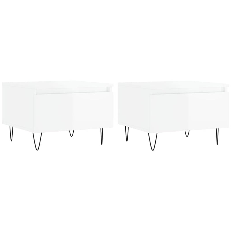 Mese de cafea 2 buc. alb extralucios 50x46x35 cm lemn compozit