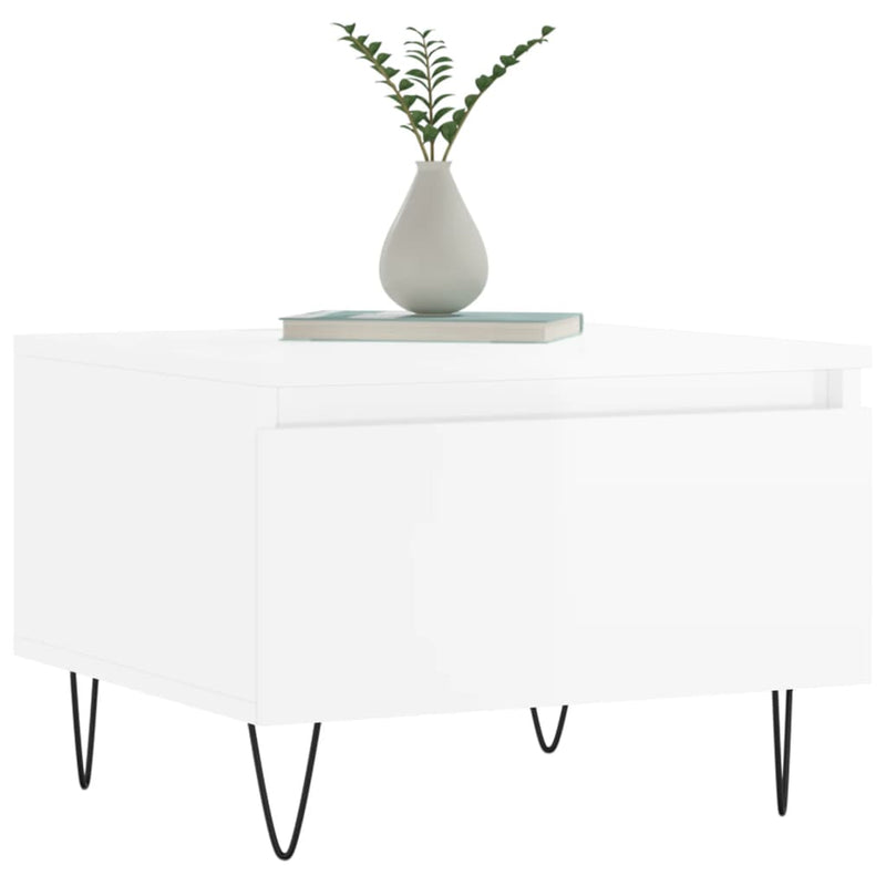 Mese de cafea 2 buc. alb extralucios 50x46x35 cm lemn compozit