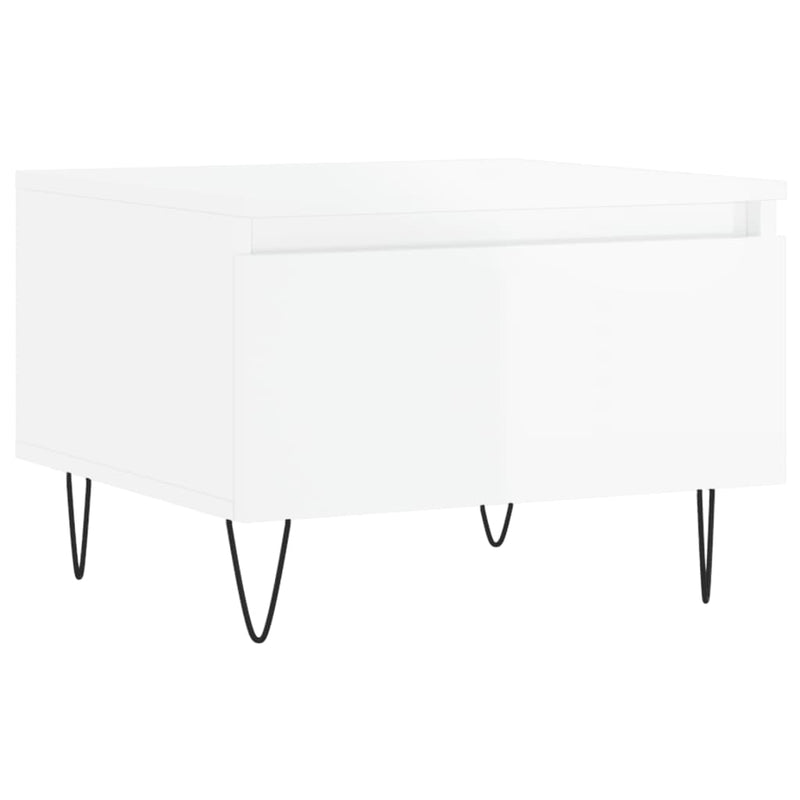 Mese de cafea 2 buc. alb extralucios 50x46x35 cm lemn compozit